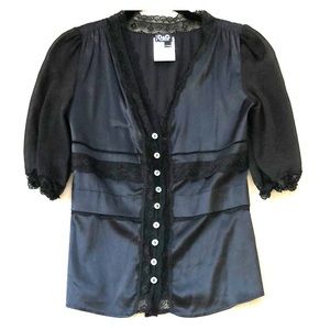 Dolce & Gabbana Silk and Lace Top Black Size 38